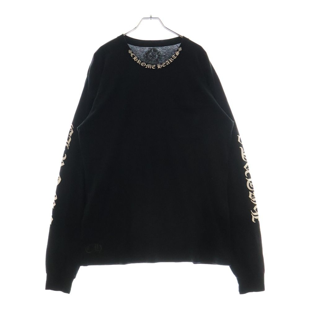 CHROME HEARTS クロムハーツ CH L|S |1 ネックロゴプリント長袖Tシャツ カットソー ブラック