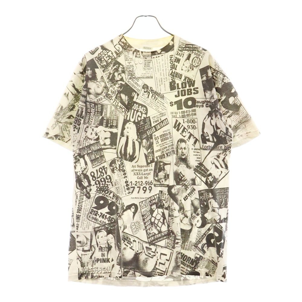 SUPREME (シュプリーム) 02SS Porno Tee 総柄ポルノプリント半袖Tシャツ ホワイト