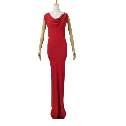 ◆ダナキャラン パーティードレス 赤 レッド US2 JPN7 アメリカ製 ロング マキシ ワンピース Donna Karan ◆OA6