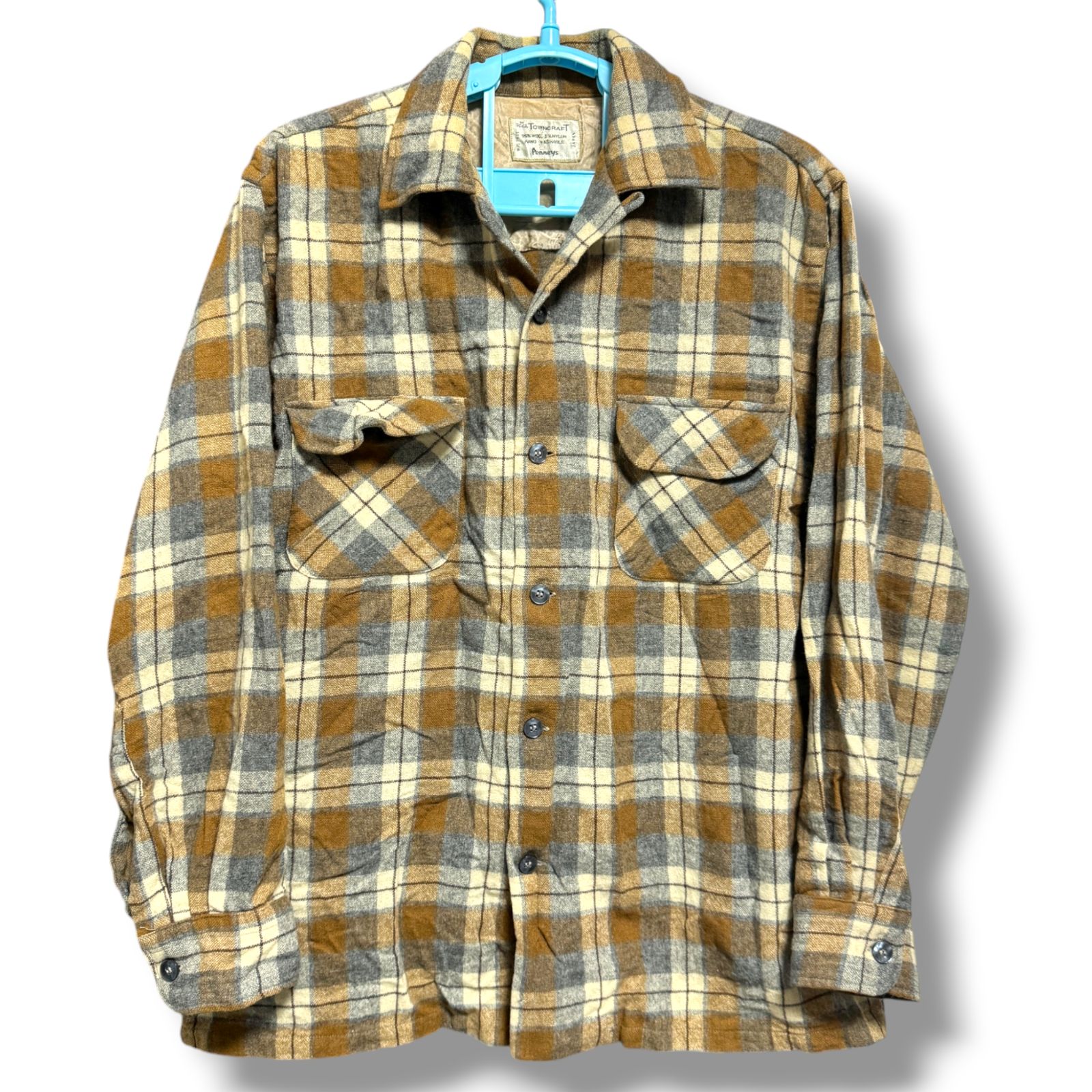 PENNEYS 60S オンブレ オープンカラー ネルシャツ タウンクラフト M