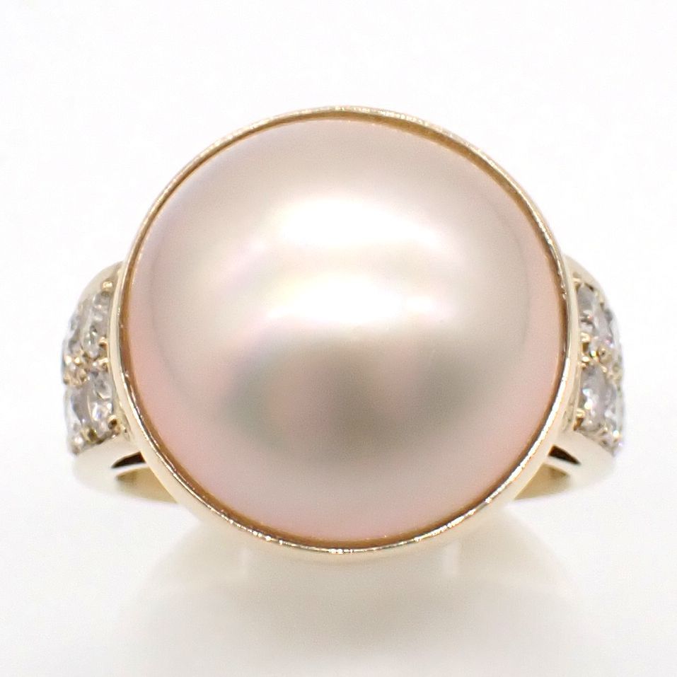 K18マベパールダイヤモンドリング マベパールリングダイヤk18美品