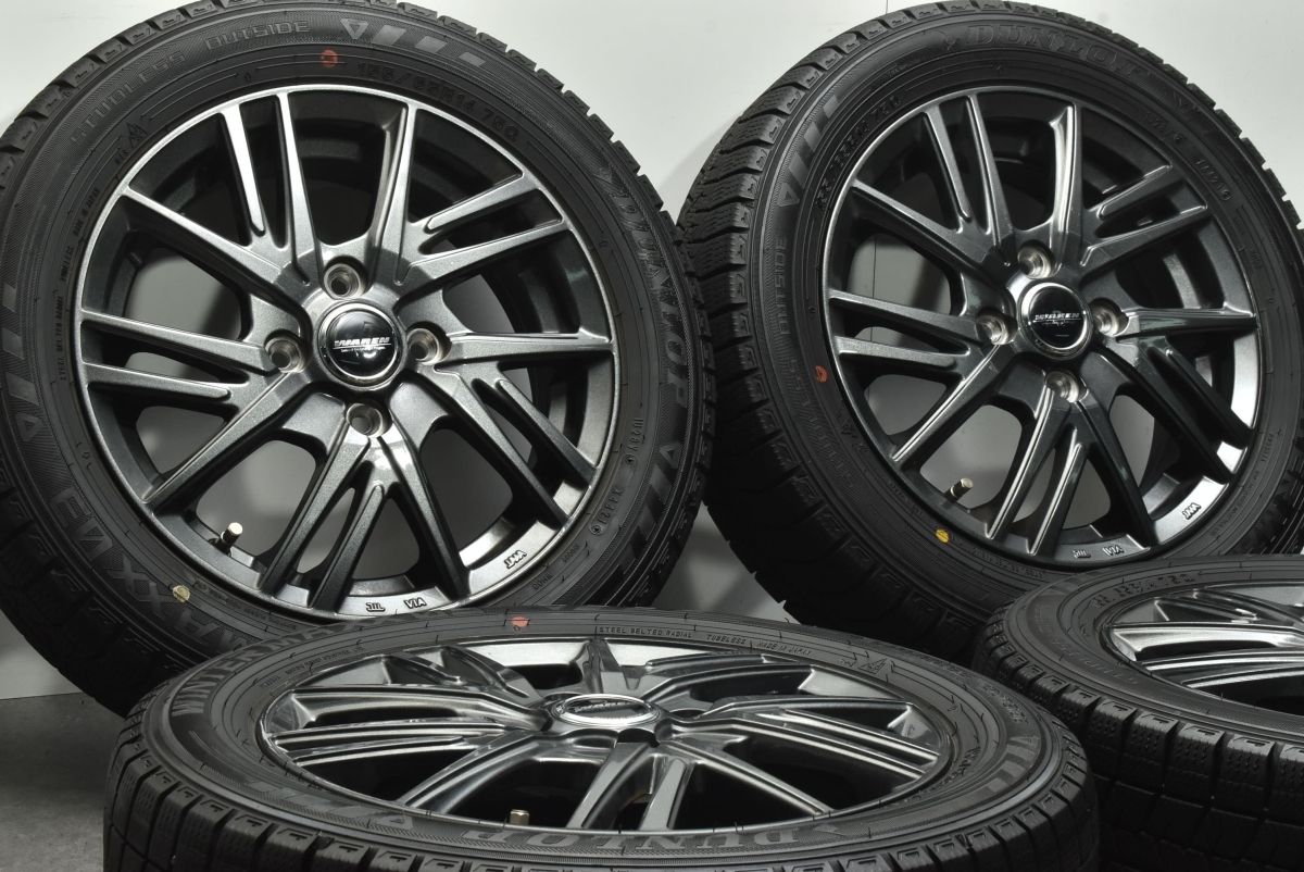 【バリ溝】ヴァーレン 14in 4.5J +45 PCD100 ダンロップ ウィンターマックス 03 155/65R14 N-BOX デイズ サクラ ワゴンR アルト タント