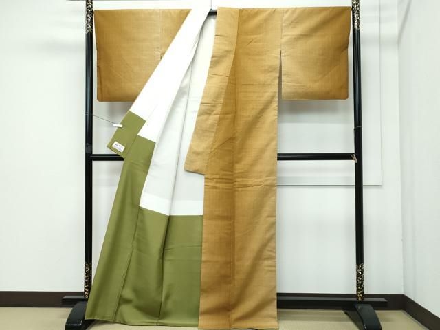 平和屋着物 上 本場結城玉紬 結織苑 草木染 縞 やまと誂製 証紙付き CZAA3635s5