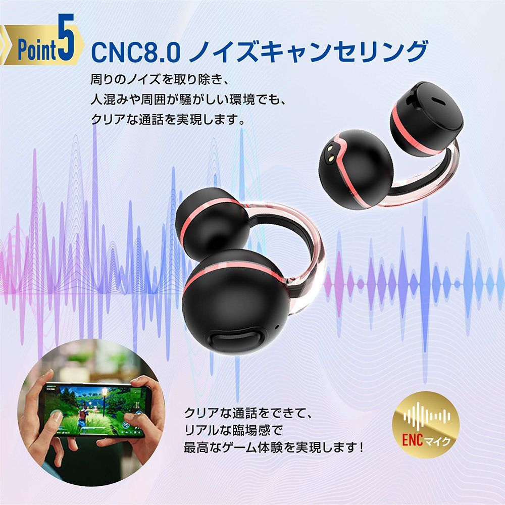 超軽量 骨伝導 ワイヤレスイヤホン 耳を塞がない 耳挟み式 IPX7防水 Hi