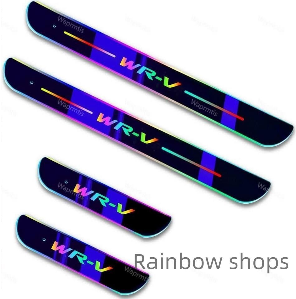 ホンダ 新型WR-V WRV 7色 LED流れる アクリル製 自動変色 USB充電 マグネット 赤外線センサー自動スイッチで自動点灯消灯 LED発光 自動車改装パーツ トLED発光 前席 後部座席4枚 uycp77