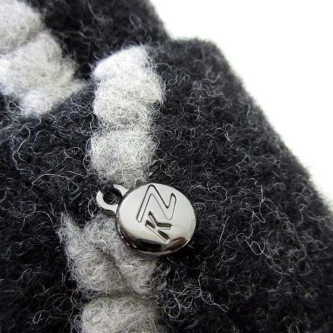 アトリエドール Kazumi コート ノー アウター 起毛 ウール 総柄 コード 刺繍 L 40 チャコールブラック 灰黒 グレー SIROKUMA-CORPORATION_COM