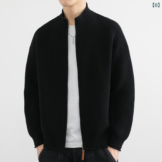 メンズ ファッション 服 男性用 オシャレ シンプル 大人 かっこいい ストリート アメリカン 綿 スタンドカラー カーディガン ジャケット ハイエンド ベルベット ニット
