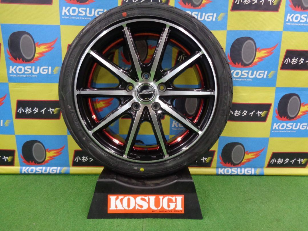 37700円 シュナイダーRX-02　7J-17　5H114.3　+48　アドバン　フレバ　195/45R17　スイフトスポーツ　中古セット