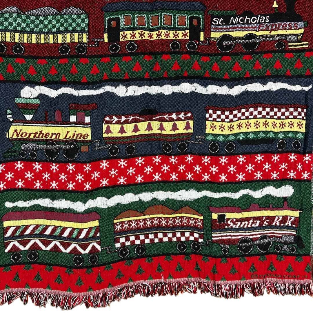vintage ラグ カーペット、90年代、USA製、駅、列車、クリスマス488 vintageラグ カーペット 貨物列車 クリスマス 2079 - メルカリ