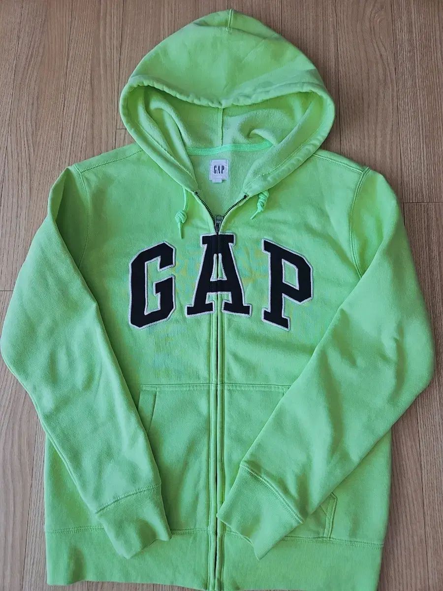 GAPジップパーカー GAP(ギャップ) フード付き ジップアップパーカー XS 蛍光グリーン