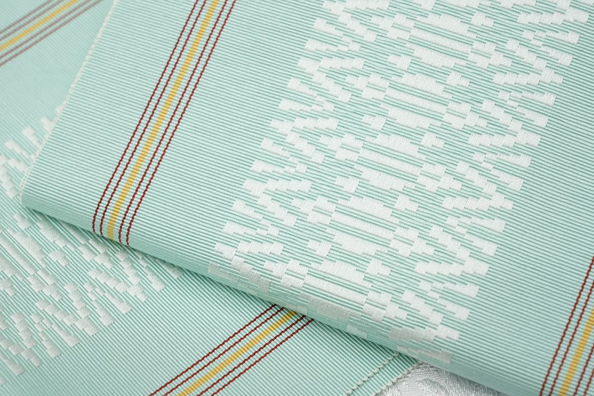 新品 博多織 【長尺】単衣半幅帯 浴衣帯 黒×白一本独鈷 帯端処理済