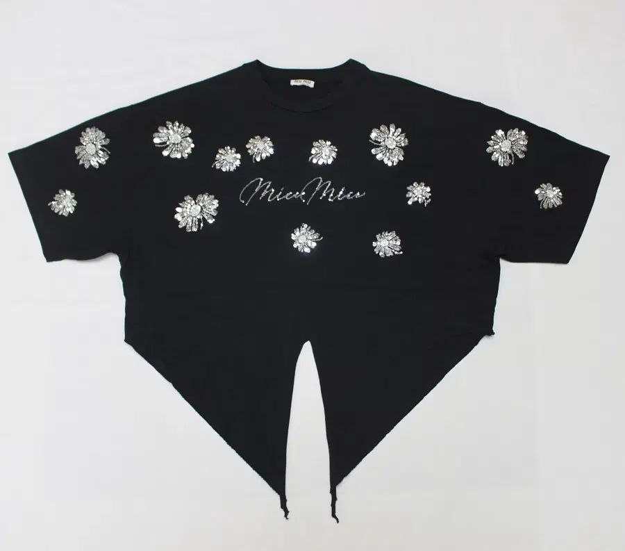MIU MIU ミュウミュウ S ルーズフィット 半袖 クロップドトップス Tシャツ とても良い| D02
