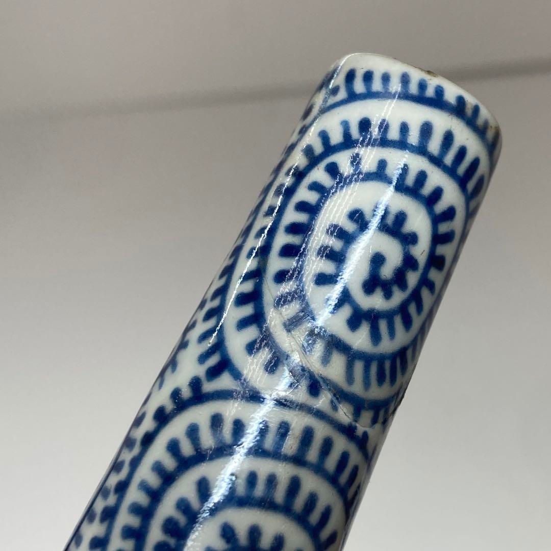 江戸後期 染付蛸唐草花瓶