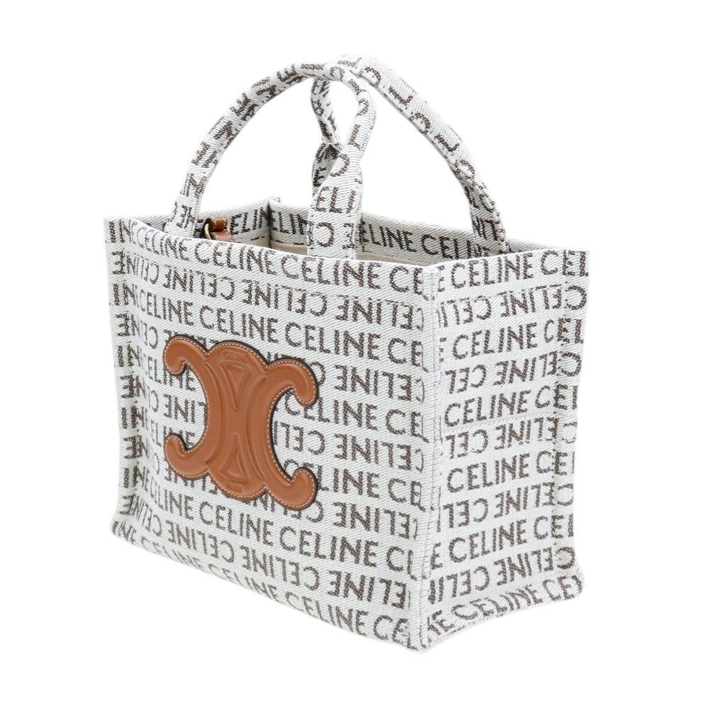 CELINE☆スモールカバタイス ストライプテキスタイル セリーヌ スモール カバ タイス ストライプ ロゴ ベージュ