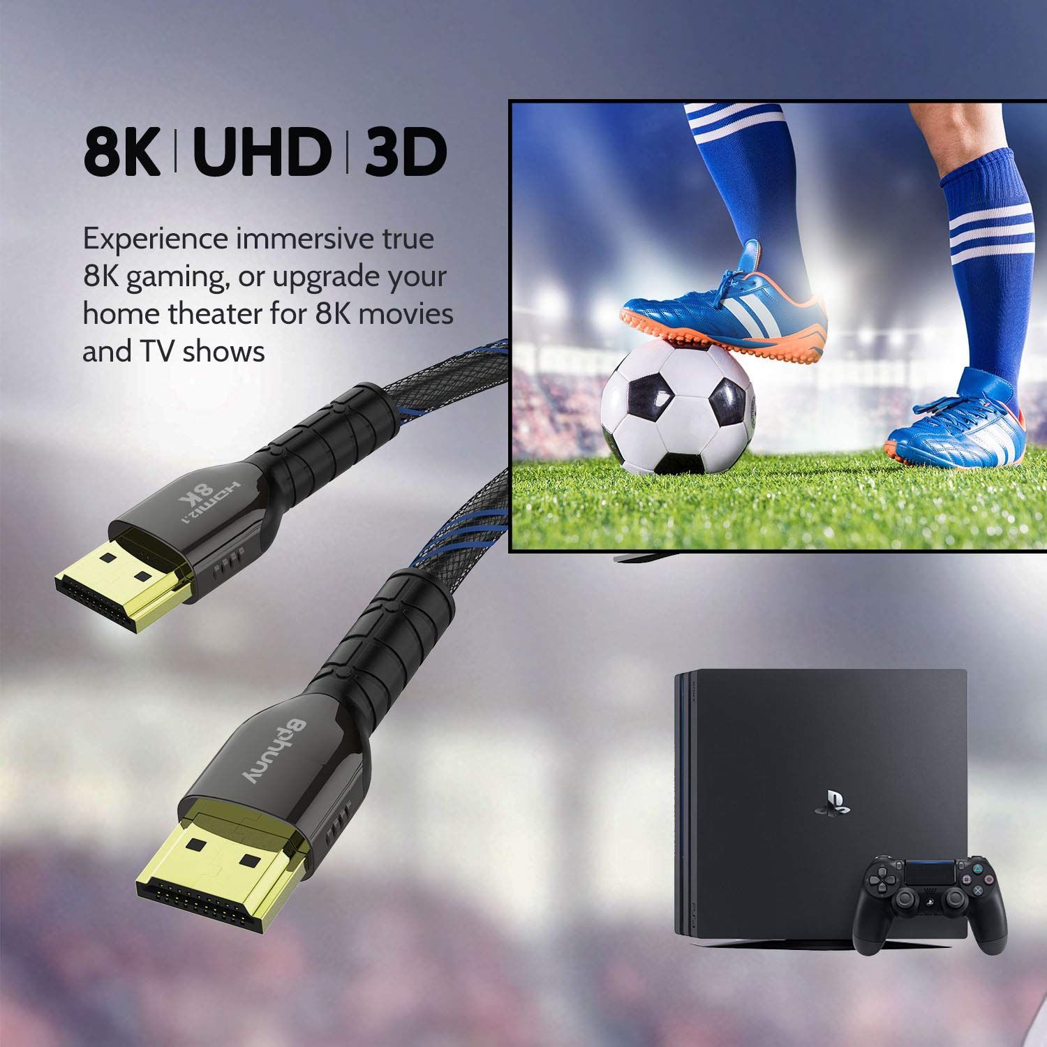 8K HDMI 2.1 Bphuny 8K HDMI 48Gbps HDMI eARC HDR10 Roku Sony Apple Fire LG Samsung QLED TV PS4 5 Xbox Bl