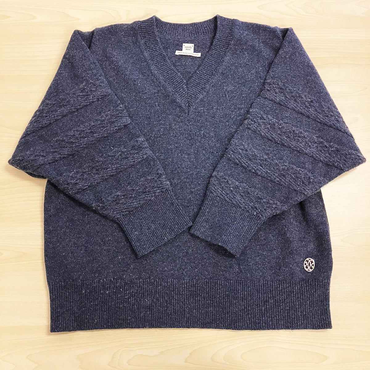 HERMES エルメス カシミヤ Ⅴネック ニットセーター サイズ34