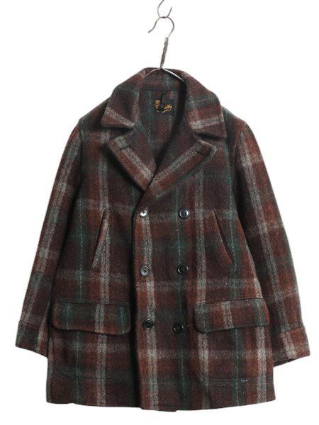 【お得なクーポン配布中!】 40s  SPORTKING チェック ウール スポーツ コート メンズ S / ヴィンテージ ダブルブレスト マッキーノ ジャケット Pコート ハーフコート