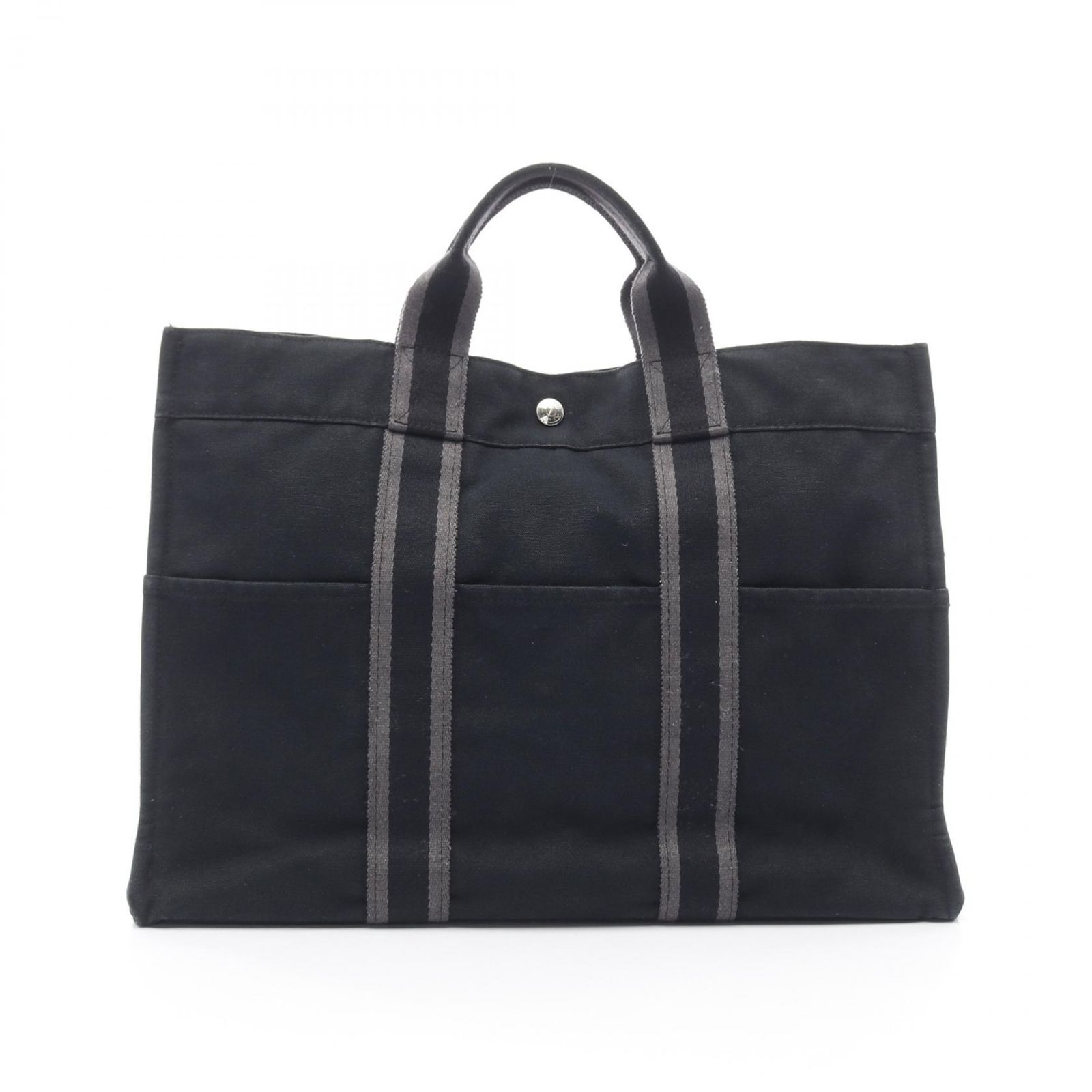 エルメス HERMES トートバッグ フールトゥMM ブラック|グレー キャンバス フールトゥトートMM レディース Used B
