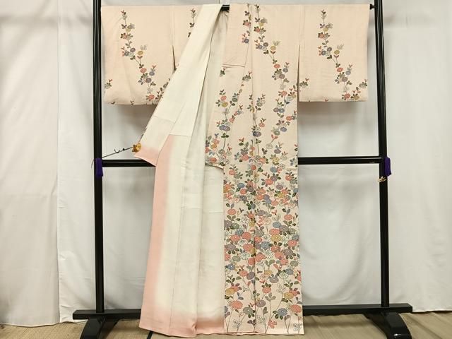 平和屋着物○訪問着 友禅 作家物 草花文 正絹 逸品 AAAV7449zg