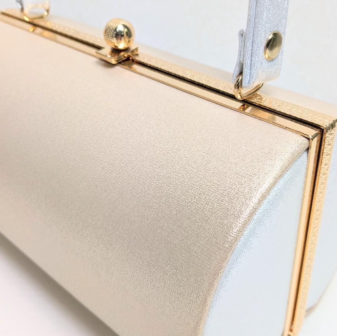 草履バッグセット 振袖 帯地 白 ベージュ フリーサイズ/LLサイズ 三枚