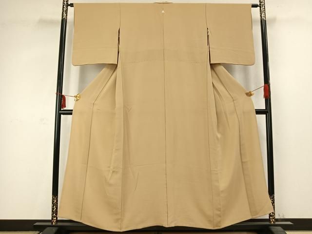 平和屋着物▽上質な色無地 単衣 枯色 正絹 AABC3774fy