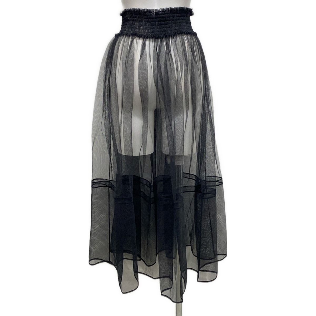 品質100％ 保証！ DIOR ChristianDior ディオール クリスチャンディオール ロングスカート サイズI 40 レディース - 黒 メッシュ チュール 組み合わせ