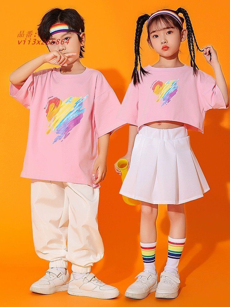 スカート パンツ キッズセットアップ チアダンス衣装 ヒップホップ ジャズダンス へそ出し 練習着 インナーパンツ設計あり スカート 体操服 チアリーディング vii3x266864