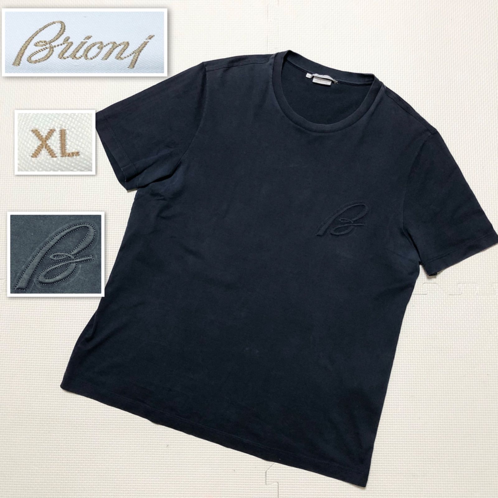 □稀少XLサイズ□Brioni ブリオーニ 半袖Tシャツ ワンポイントロゴ XL 