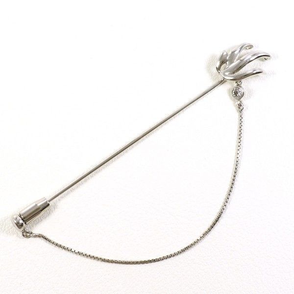 PT K14WG 合金 ピンブローチ brooch ダイヤ 0.05 総重量約2.1g