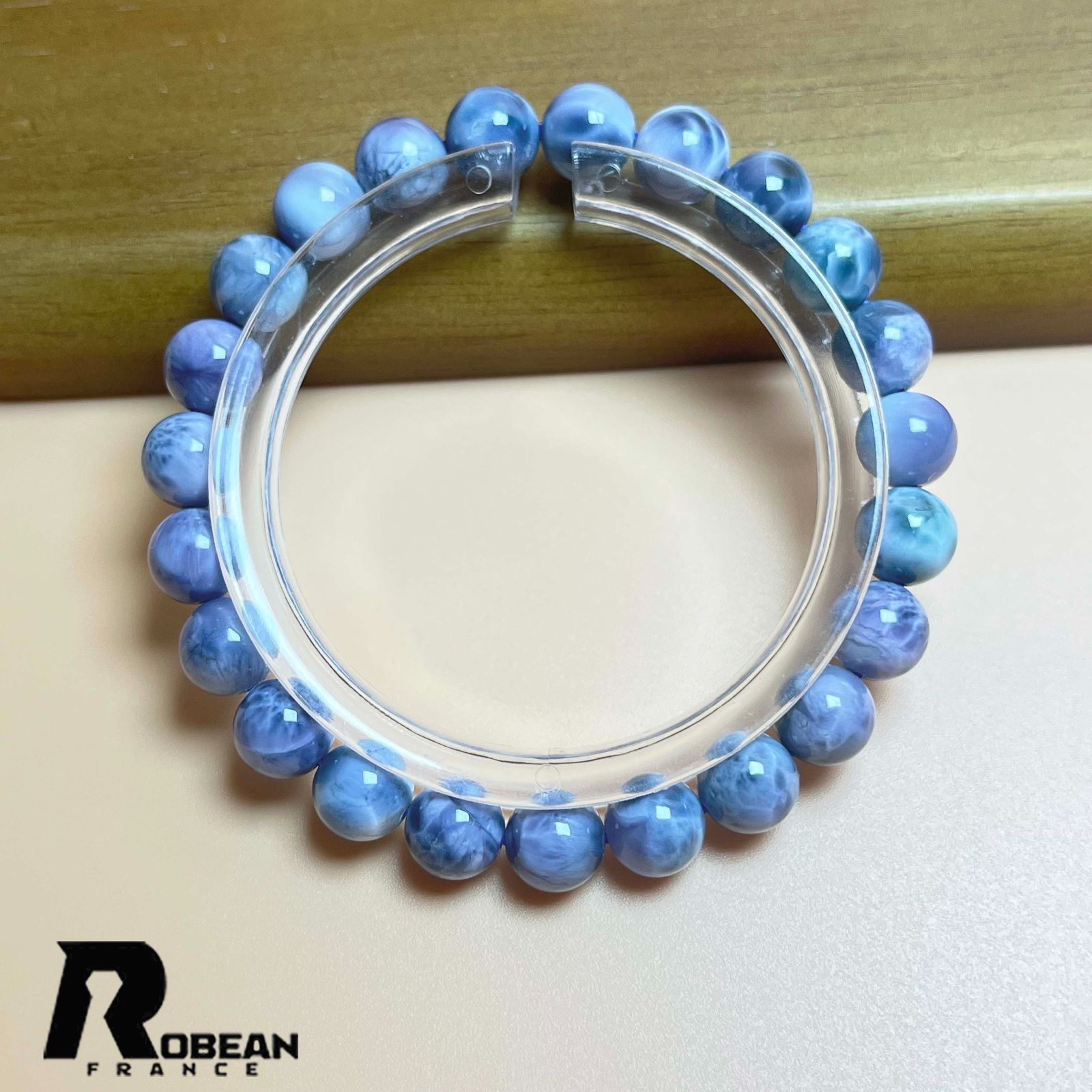 10%OFFクーポン 上級 EU製 定価19万円 ROBEAN ドミニカ共和国産のパープルラリマー ペクトライト パワーストーン ブレスレット 天然石 開運 金運 プレゼント1 8.5mm K1005109