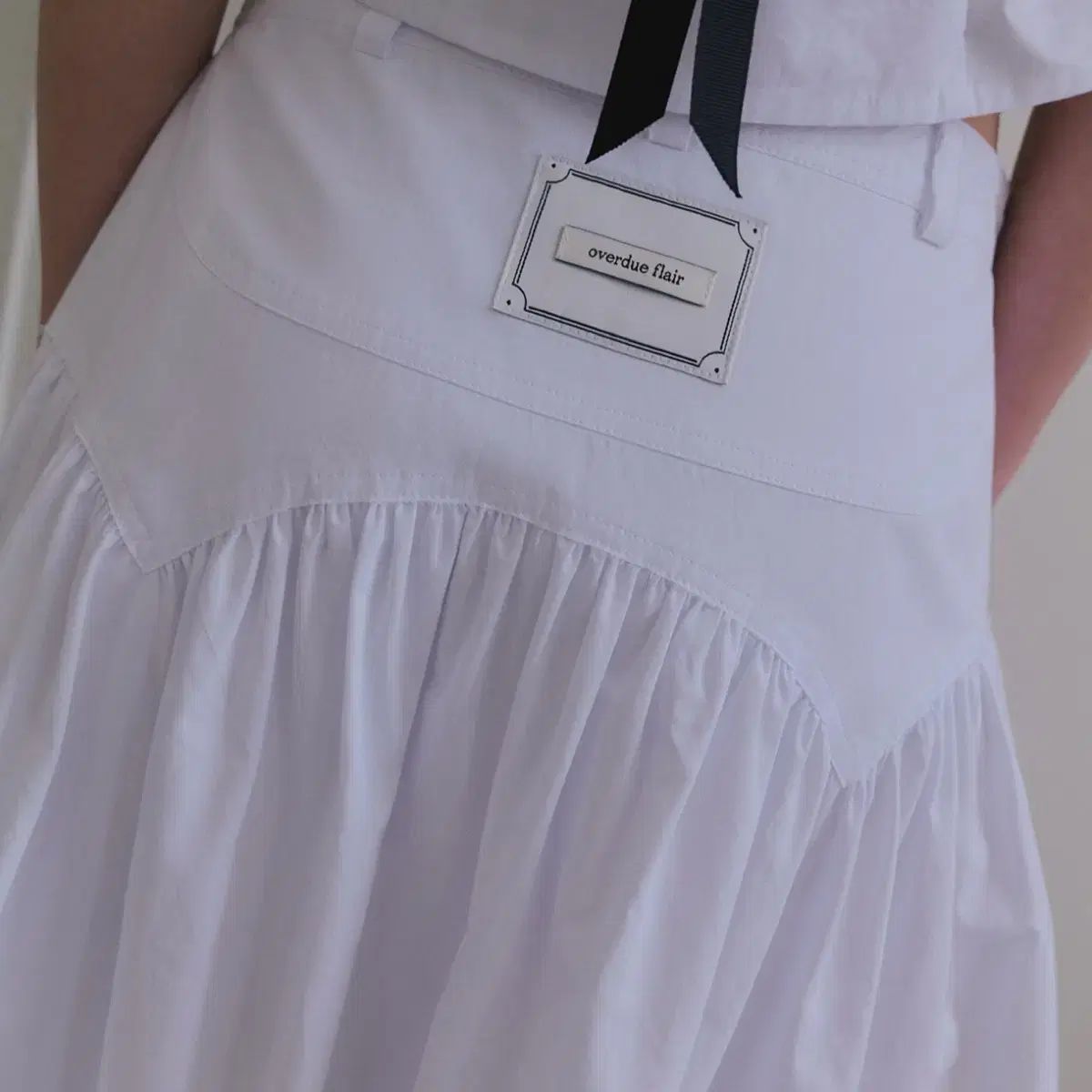 overdue flair オーバーデューフ グランジ ヨーク ギャザー ロング スカート 白