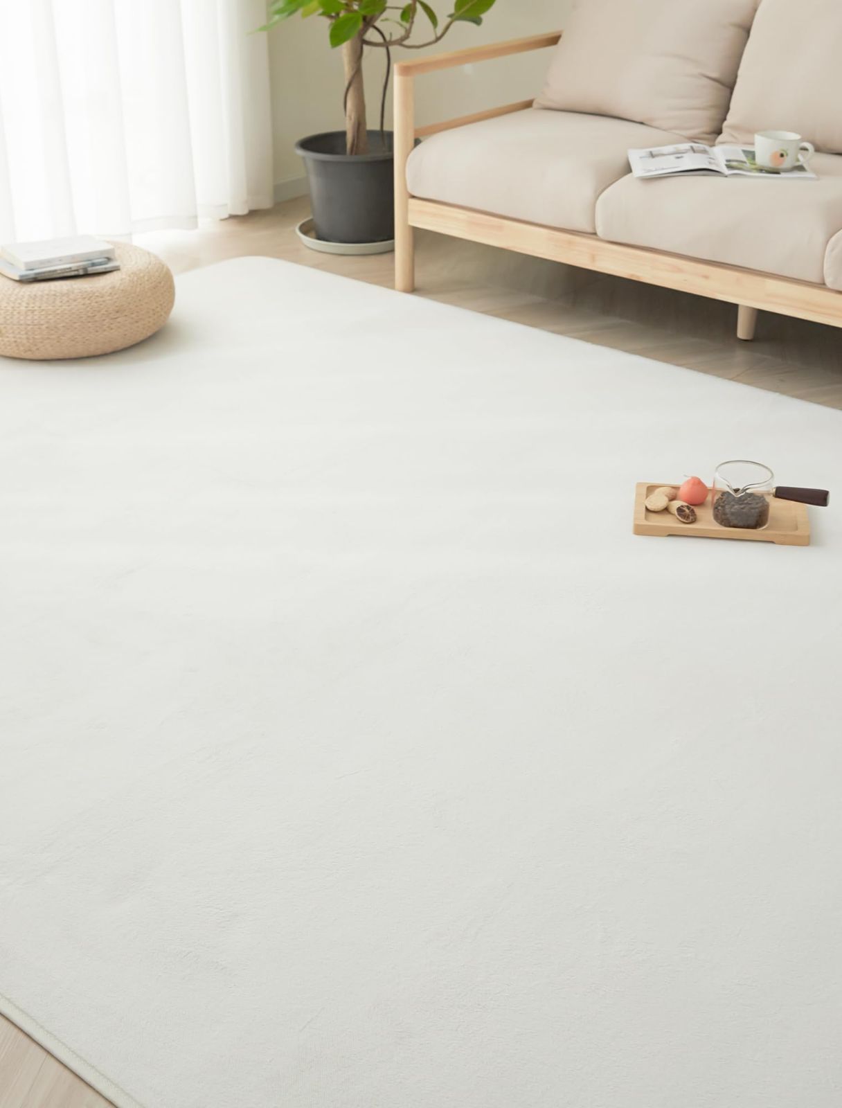 Size 200×250cm_Color アイボリー ＨＡＲＵＭＩＮ カーペット ラグ ラグマット 洗える 200×250cm 約3畳 絨毯 北欧 おしゃれ 抗菌 防臭 滑り止め オールシーズン 床暖房 ホットカーペット対応 床保護マット アイボリー