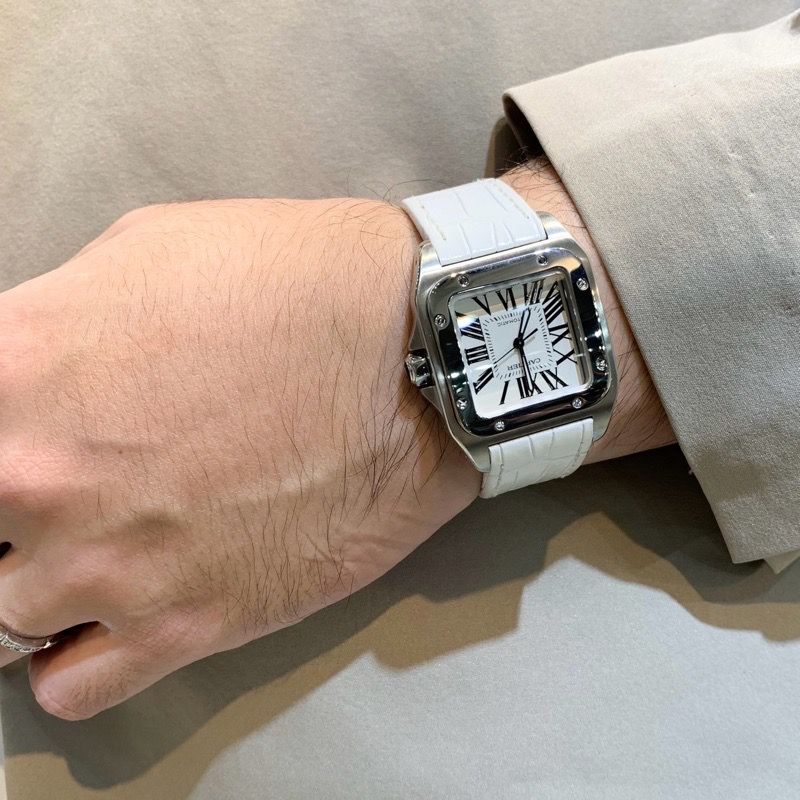 【仕上済】カルティエ サントス100 MM SS メンズ 腕時計 CARTIER 時計