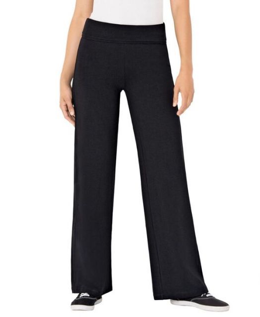 送料無料 ウーマン ウィズイン レディース レギンス ボトムス Plus Size Within Stretch-Cotton Knit Pull-On Wide-Leg Leggings Black