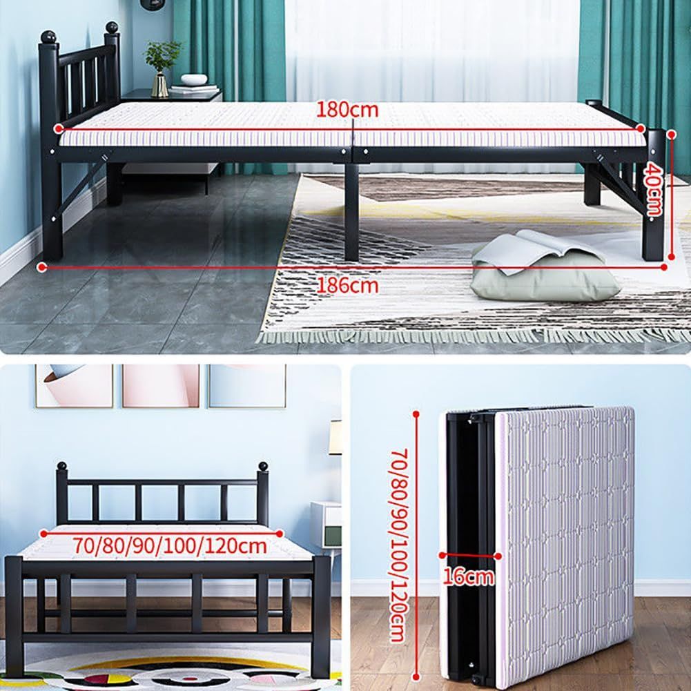 横幅100cm ホワイト 耐久性 安定性 頑丈 防錆 耐荷重200kg 白 組立不要 スチールベッド 完成品 幅100cm 折り畳みベッド セミダブル ベッドフレーム Fuyutu