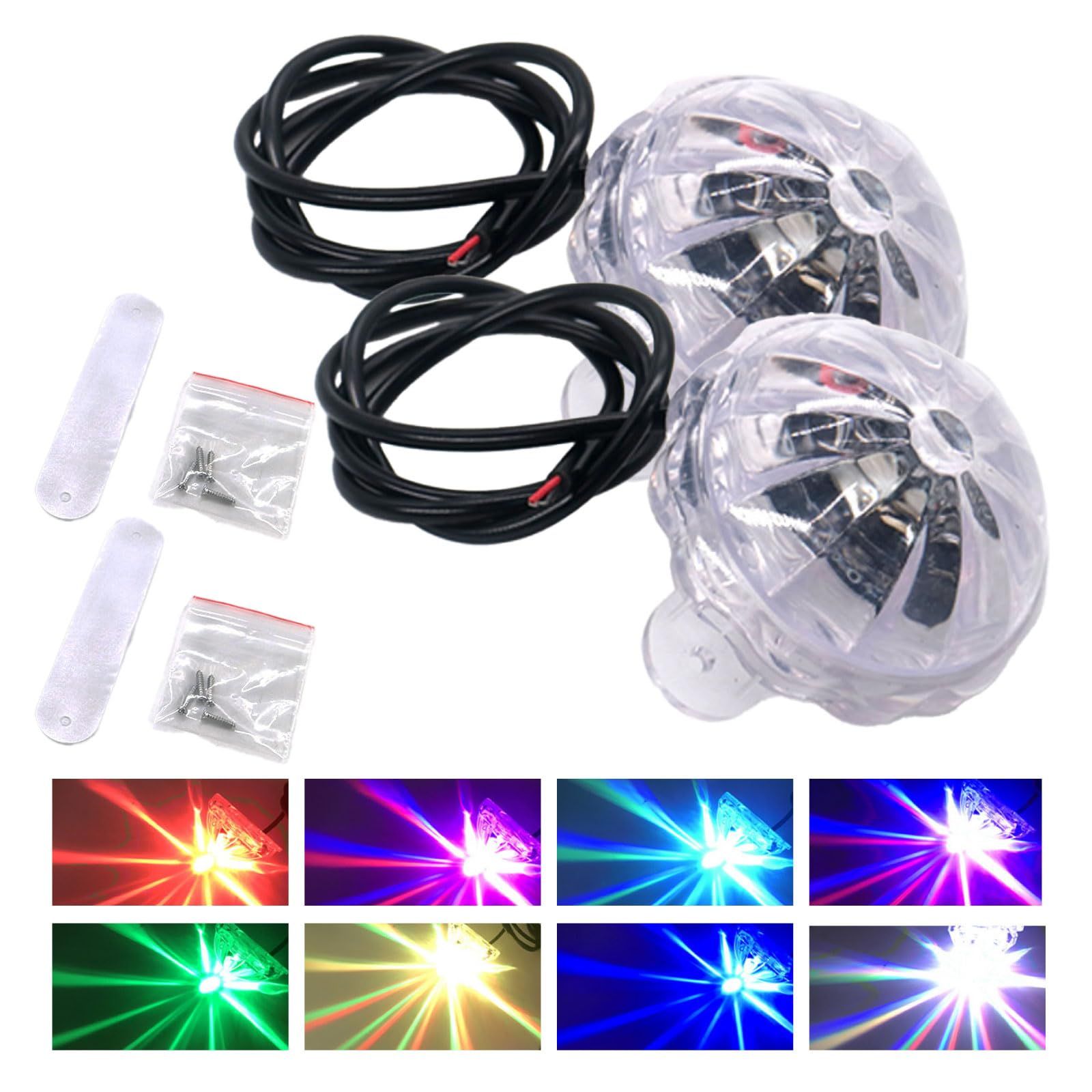 【大得価，新品】 Meliore LED アンダーネオン サイドマーカー オーロラ クリスタル マーカー RGB 12V バイク 原付 軽トラ 車 汎用 2個 セット [2個セット] その他