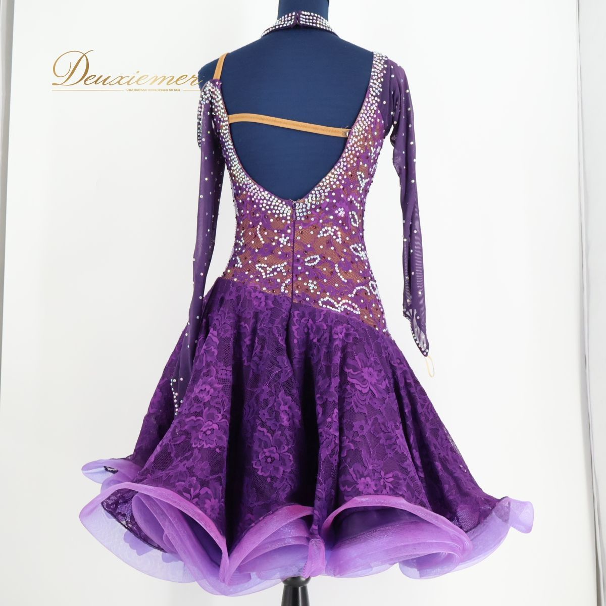 【社交ダンス衣装】パープル×豪華フリル ラテンドレス ワンピース 紫 社交ダンス衣装】パープル forever フォーエバー ラテン ドレス