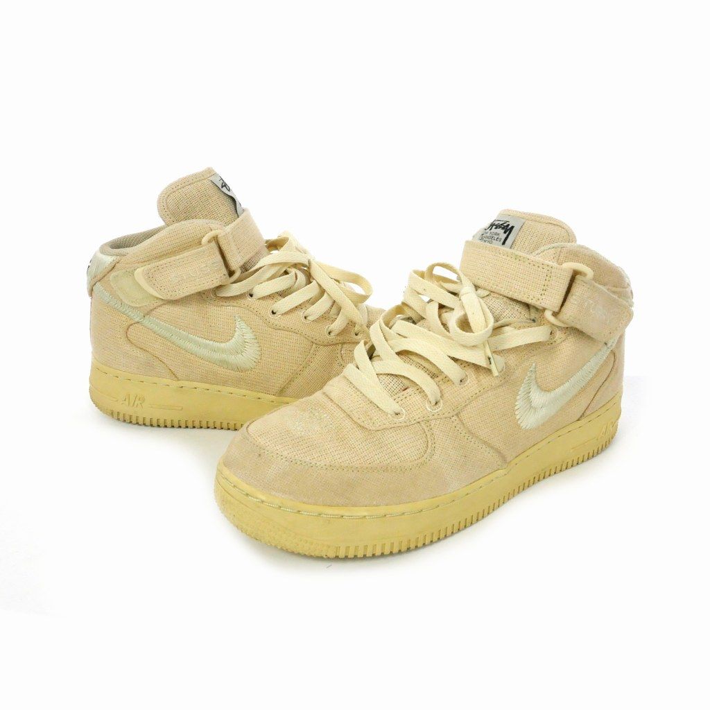 ナイキ NIKE ステューシー Stussy Air Force 1 Mid エアフォース1 ミッド スニーカー US8.5 26.5 ベージュ DJ7841 200