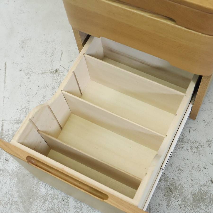 机・テーブル 浜本工芸 No.09 移動袖 デスクワゴン ナラ無垢材