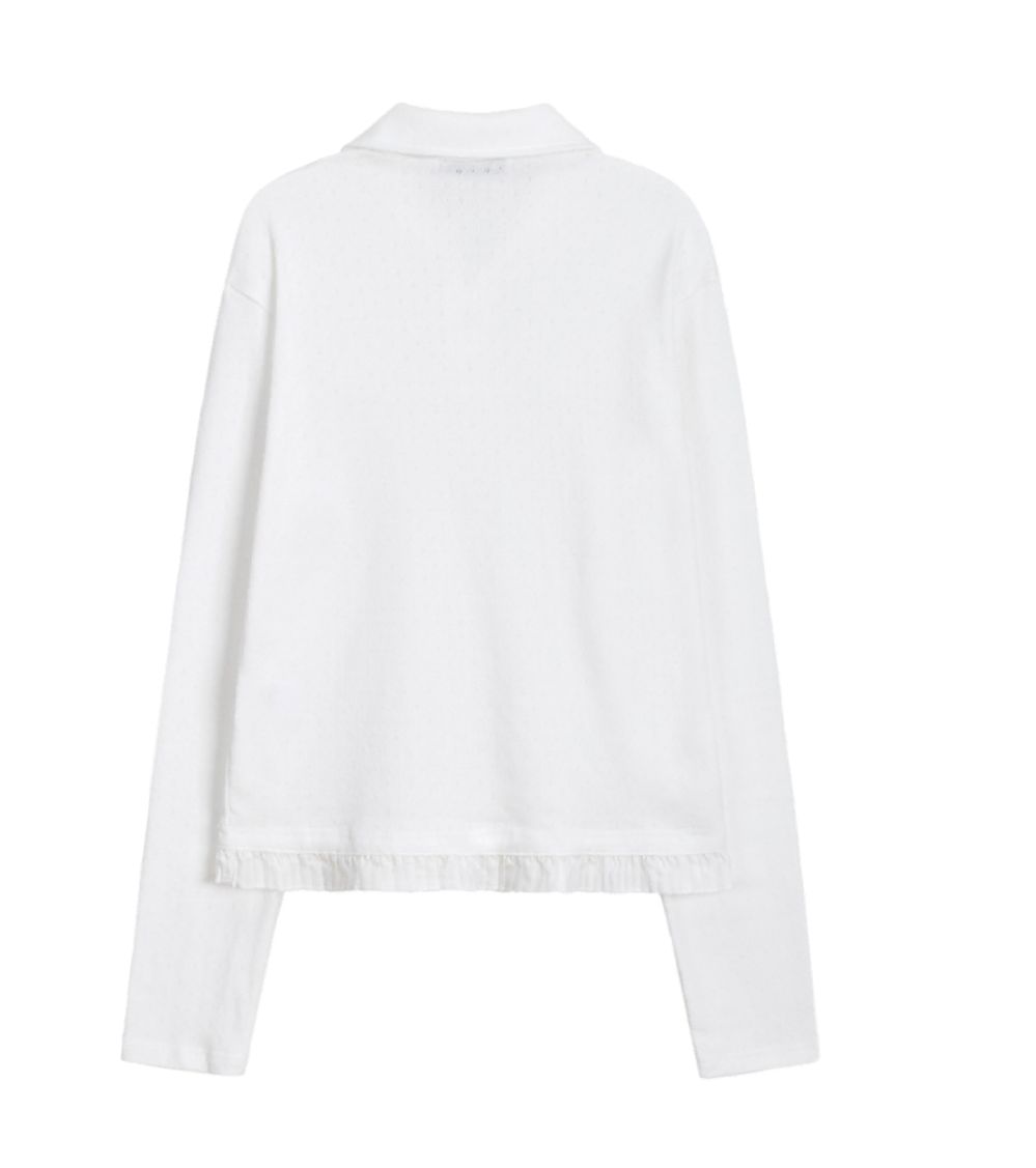 おへしお oheshio ラウンド フリル ロング Tシャツ 白