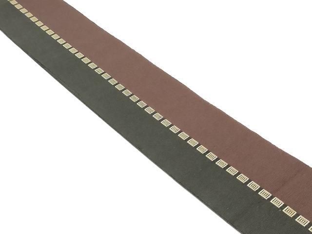 平和屋着物●男性 本場筑前博多織 両面 角帯 間道 正絹 DAAY0055ob