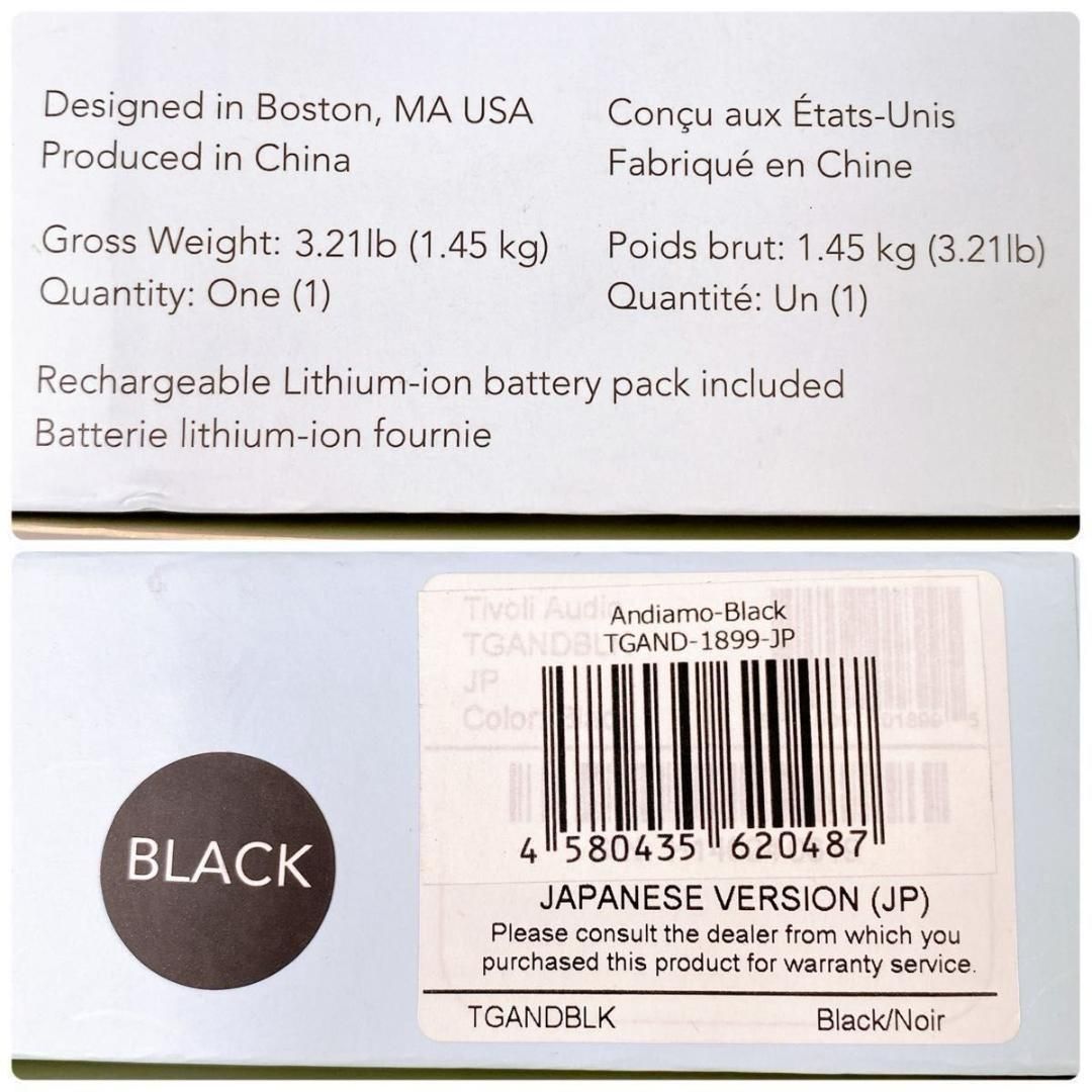 W304 チボリオーディオ TivoliGOAndiamo ワイヤレススピーカー Tivoli