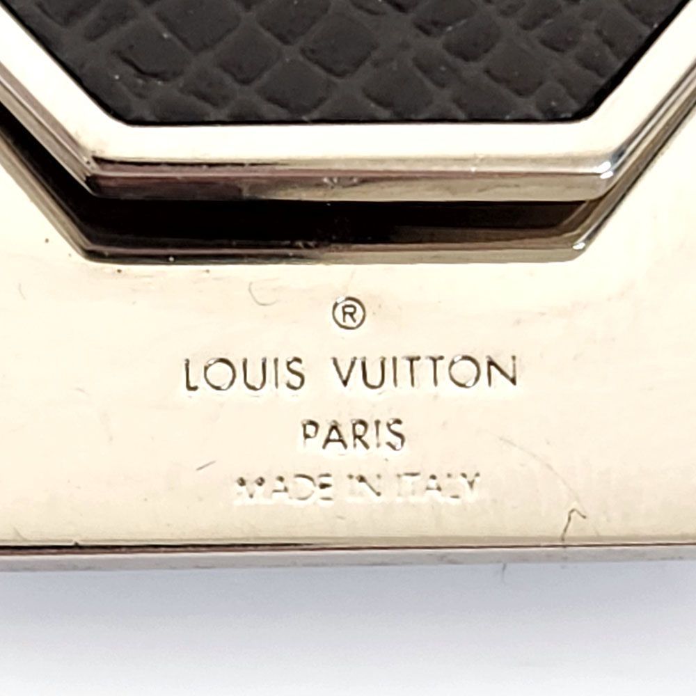 ルイヴィトン LOUISVUITTON ビルクリップ ネオLVクラブ M00020 ブラック シルバー レザー メタル 中古Bランク マネークリップ 札ばさみ メンズ