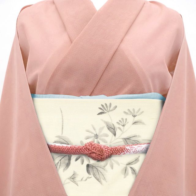 超美品　正絹　夏物　名古屋帯　紬地　357 単色　節 今後　手書き 8a1701abf59d66f940753e3924325d