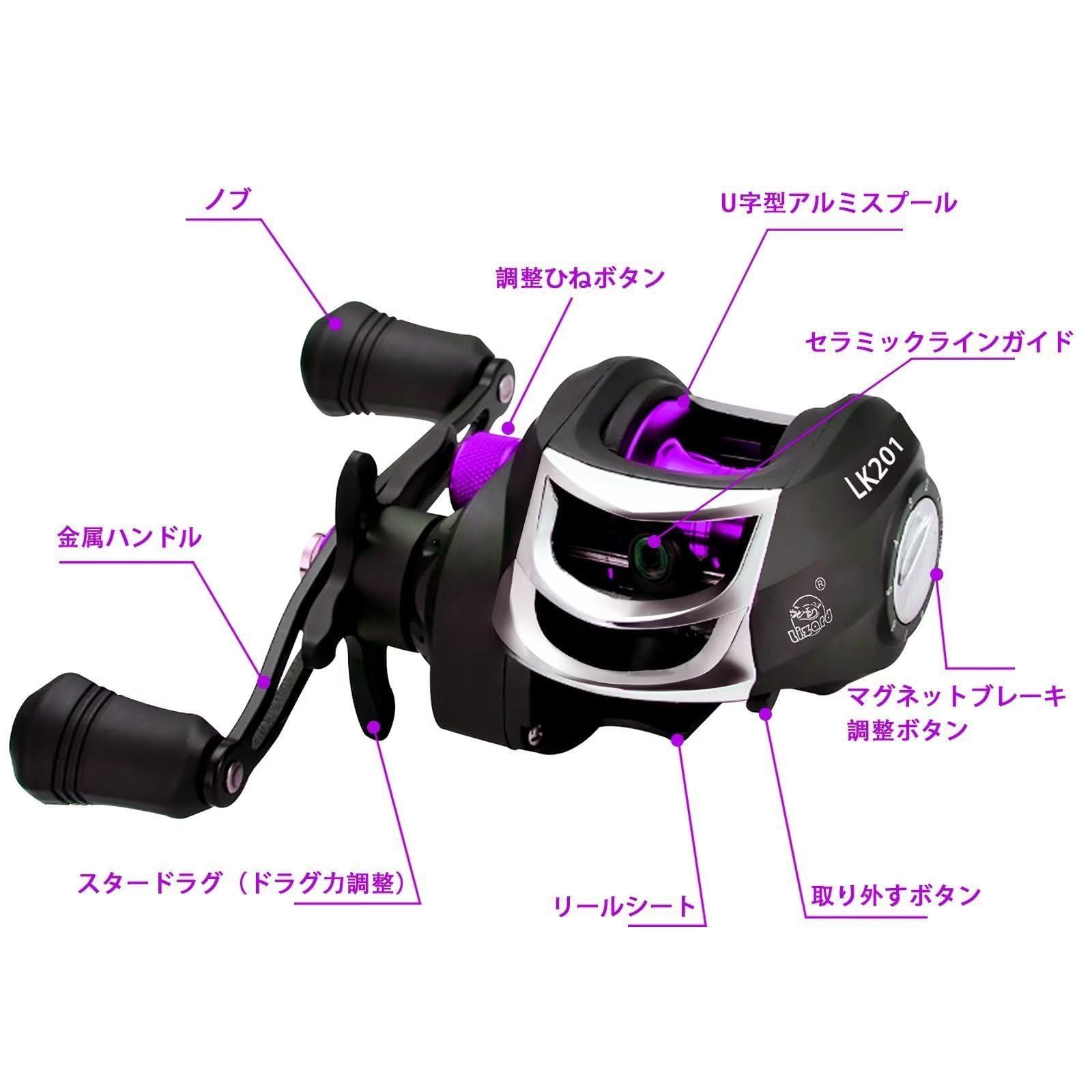 ベイトリール　マグネットブレーキ　7.3:1　最大ドラグ8キロ　グロスブラック Amazon | ベイトリール リール ベイトリール ベイトフィネス
