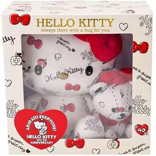 ぬいぐるみ　[箱付き・美品] キティ＆タイニーチャム(HUGデザイン) 40th Anniversary ぬいぐるみ 「ハローキティ」 中古】ぬいぐるみ キティ＆タイニーチャム(HUGデザイン) 40th
