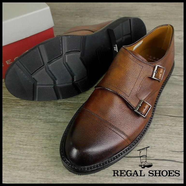 新品 定価33,000円 リーガル REGAL ダブルモンク シューズ 24cm 茶