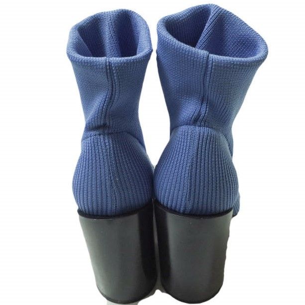 TOGA トーガ 17AW Heel Knit Leather Trimmed Ankle Boots リブニットアンクルブーツ TA81-AJ127  37(23-23.5cm) ブルー ポインテッドトゥ ソックス シューズ g11498