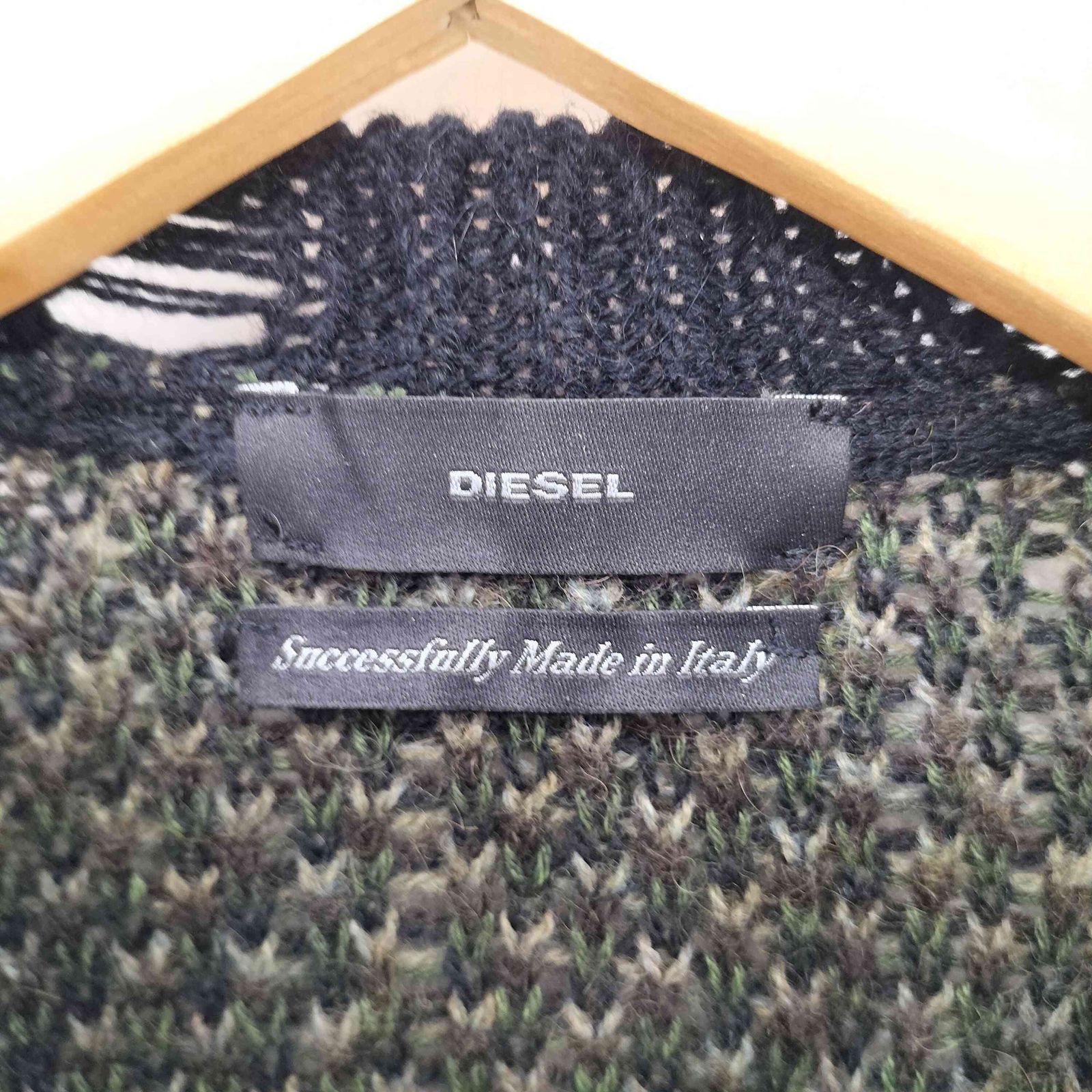 DIESEL Y2K グランジ ダメージ加工 L 迷彩 ニット アーカイブ ディーゼル DIESEL Y2K グランジ ダメージ加工 迷彩 ニット