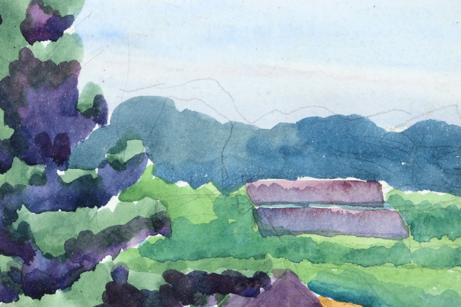桜並木の道 水彩画 2023年額装済み(YRP公園)（How to Paint